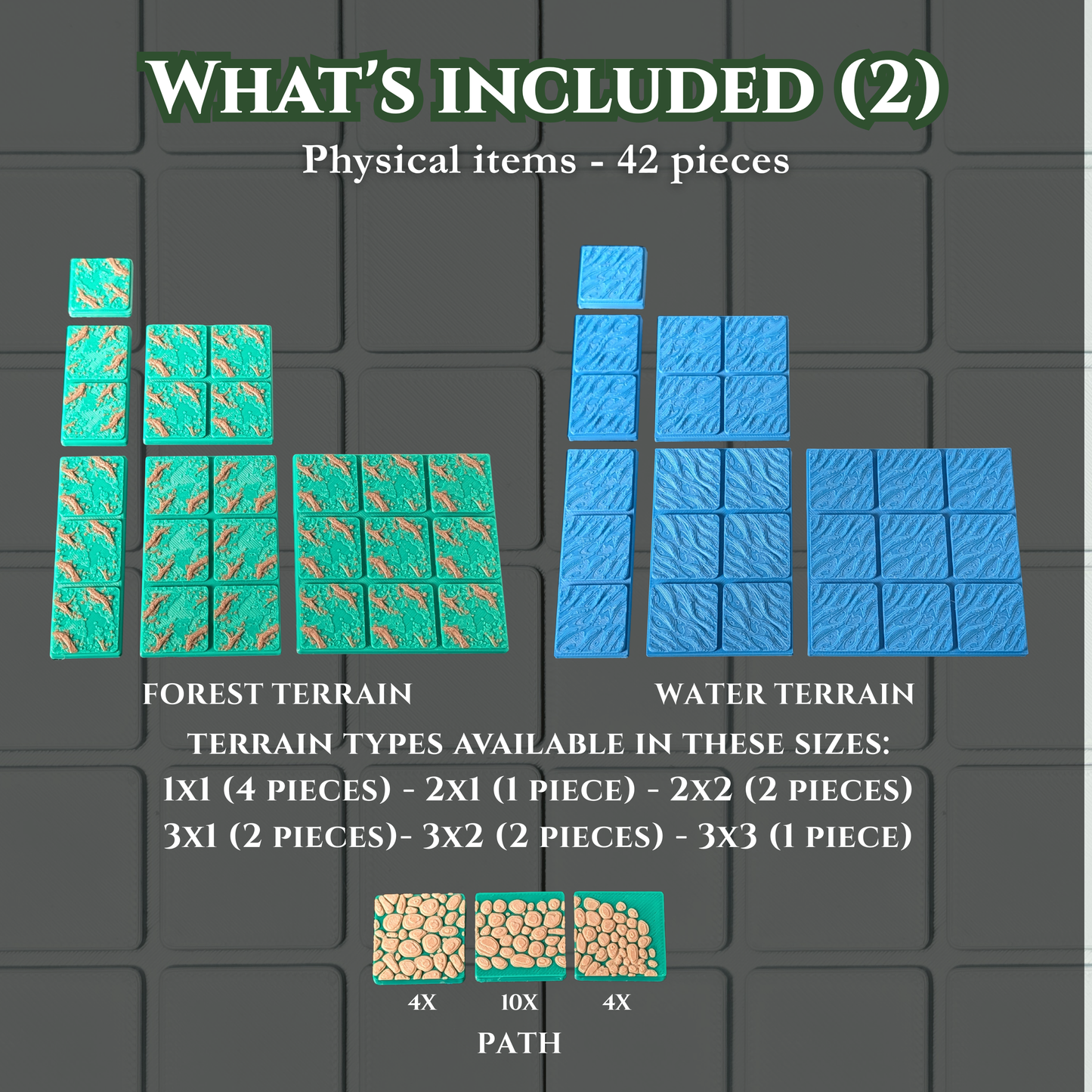 Forest Terrain Bundle – Physical 3D Printed Set | Trees, Water, Paths, Rocks, Camp Terrain for D&D