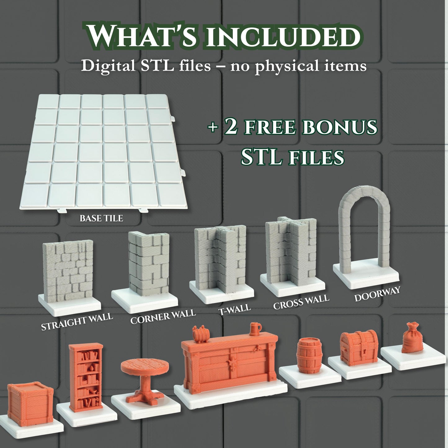 STL BUNDLE – Classic System Dungeon Builder + Tavern Props (13 Files + 2 Bonus)