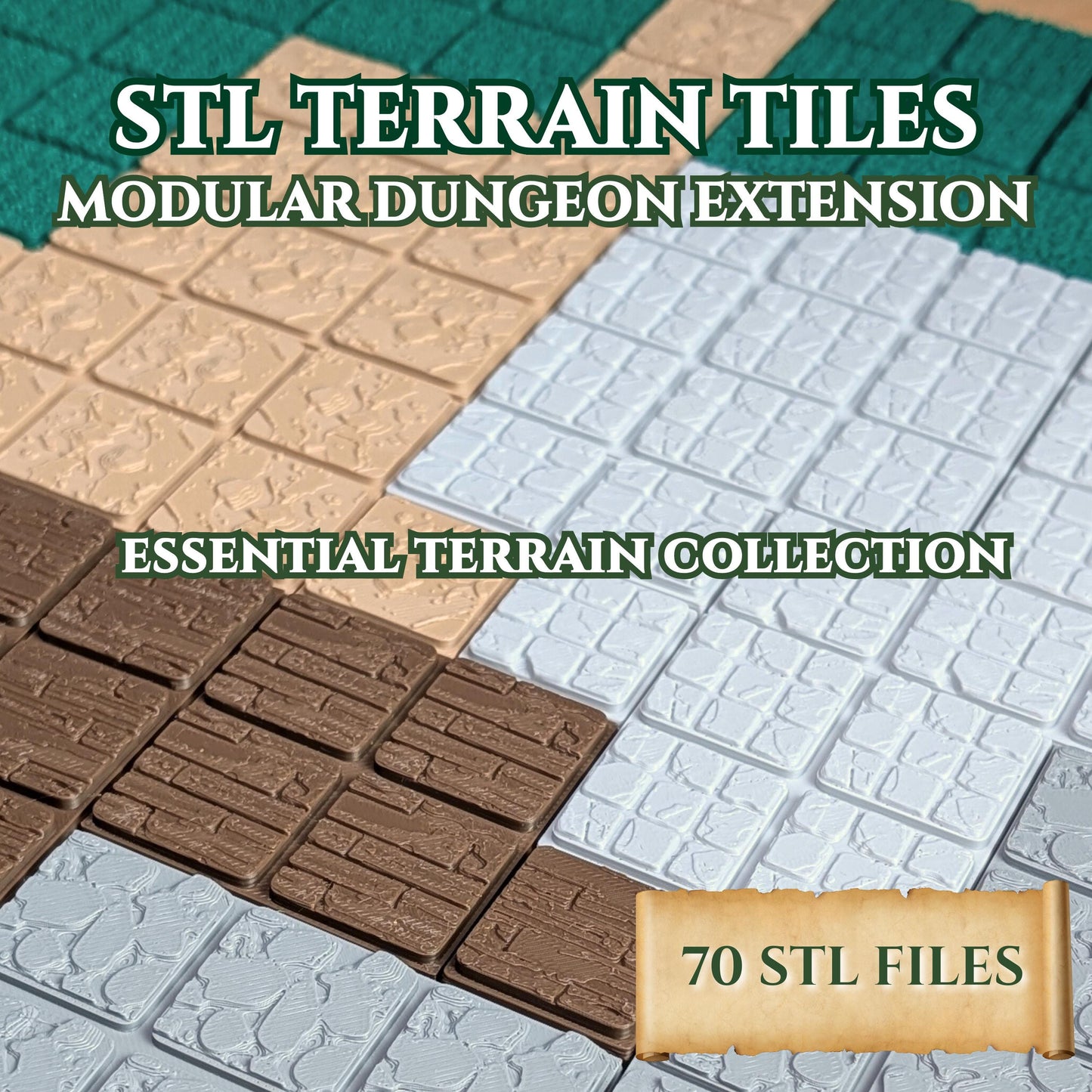STL Modular Terrain Tiles Essential Collection – Stone, Wood, Grass, Rocky & Dirt